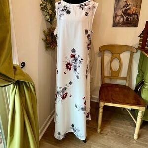 Misslook Women's White Floral Sleeveless Maxi Tank Dress w/Pockets 3XL